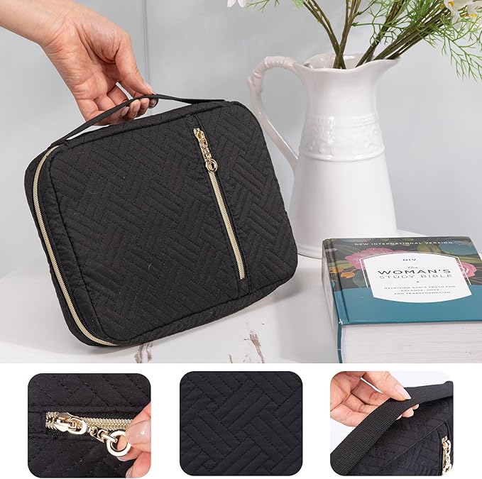 APLUFINE Bible Cover for Women - Soft Bible Case - Carrying Book Case for Bible Accessories - Bible Holder Case for Women - Girls Bible Bag - Bible Carrier - Bible Sleeve - Church Bag