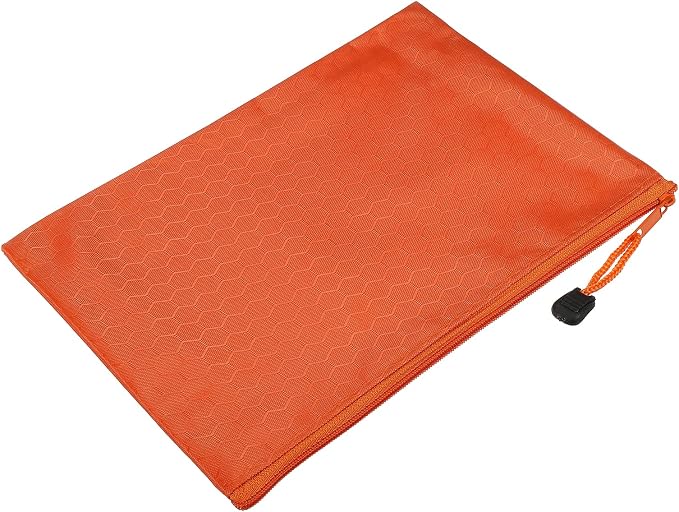 PATIKIL Waterproof Zipper File Bags, 5 Pack A5 Size Document Pocket Storage Organizer Pouch for Travel Office Supply, Orange