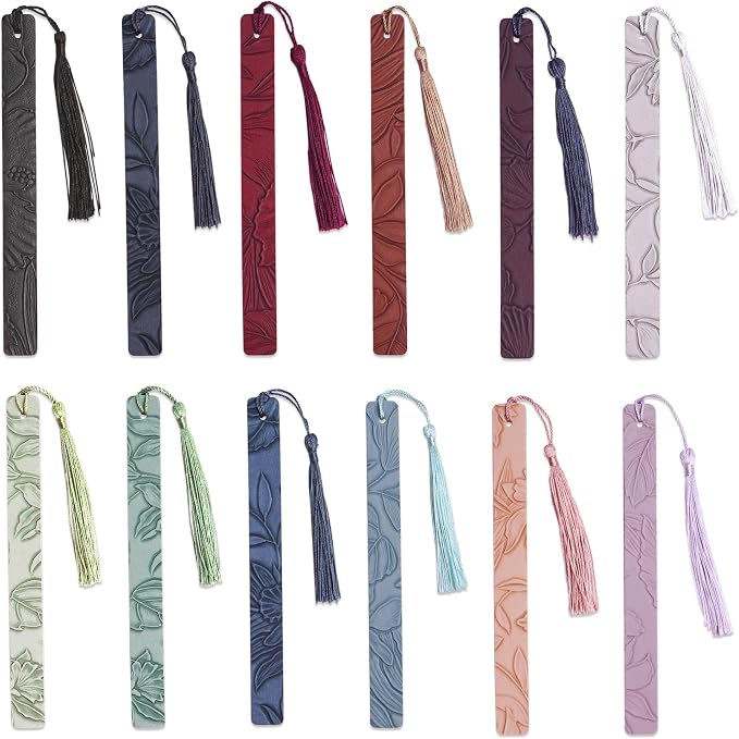 12 Pcs Pastel Leather Bookmarks Colorful for Women Students Teachers Book Lovers Reading Supplies(12colors7)