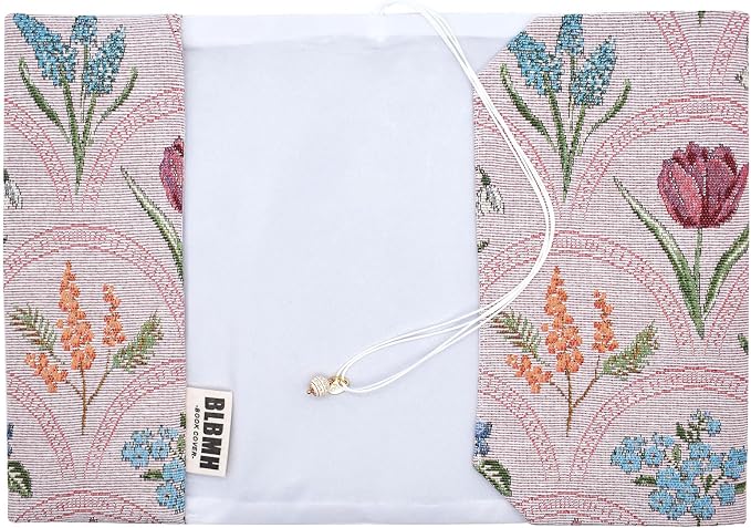 BLBMH 6.5x9.5 Bible Cover Fixed Non-Stretch Fabric Book Protector with Bookmark | Handmade Washable Sleeve for Hardcover/Paperback | Gift for Women - WD Flower Pink