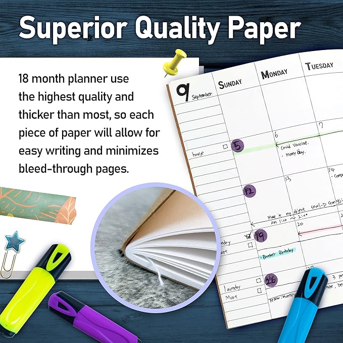 Undated Big Large Monthly Planner - Blank Calendar Book and Organizers 8.5 x 11 Inches - Kraft