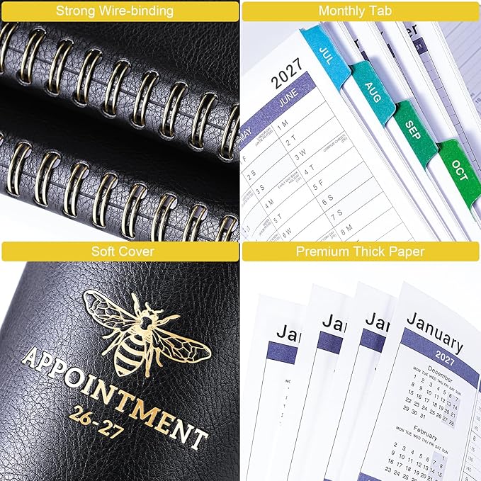 Appointment Book 2026-2027 - Appointment Planner 2026-2027 from July 2026 - June 2027, 2026-27 Weekly Appointment Book with Colorful Tabs, 9" x 11", Daily/Hourly Planner, 15-Minute Increments