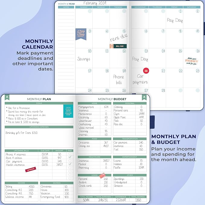 Clever Fox Budget Book 2.0 – Simple Budgeting Planner for Beginners – Financial Notebook with Money Spending, Debt & Bill Tracker (Dark Blue)