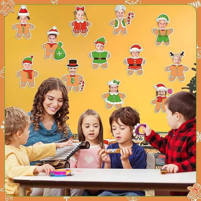 178Pcs Christmas Red Gingerbread Man Cutouts, Christmas DIY Photo Craft Cutouts Wall Classroom Bulletin Board Decoration, Elementary School Classroom Chalkboard Supplies Wall Door Decor