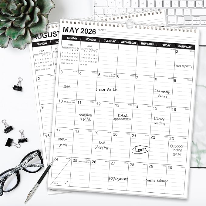 OuMuaMua Wall Calendar 2026, 11.5" X 14" 18-Month Vertical Wall Calendar 2026-2027, Runs From 2026 Jan - 2027 Jun with Thick Paper Spiral Bound For School Home Office Organizing