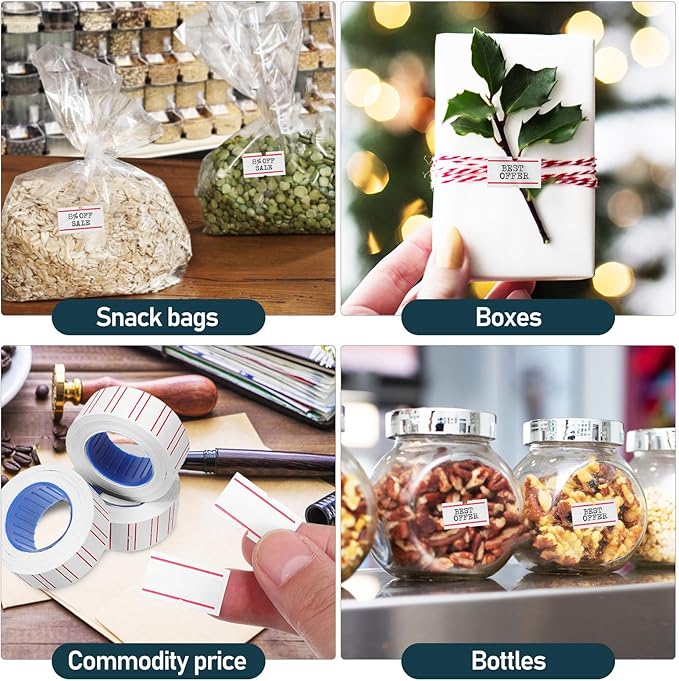 10 Rolls Price Label Paper Self-Adhesive Pricing Stickers for Small Business Retail Stores Jewelry Tags 550 Labels Per Roll with Strong Adhesive for Price Marker Use