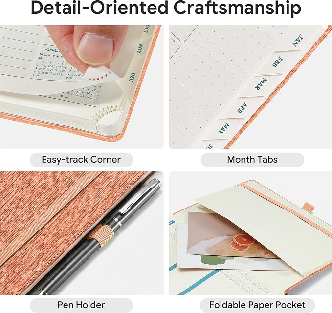 2026-2027 Weekly and Monthly Planner (July 2026–December 2027), 8.5"x11.5", Vertical Layout, 18 Months Agenda with Month Tabs & Pocket, Academic Calendar with Vegan Leather Cover,Pink