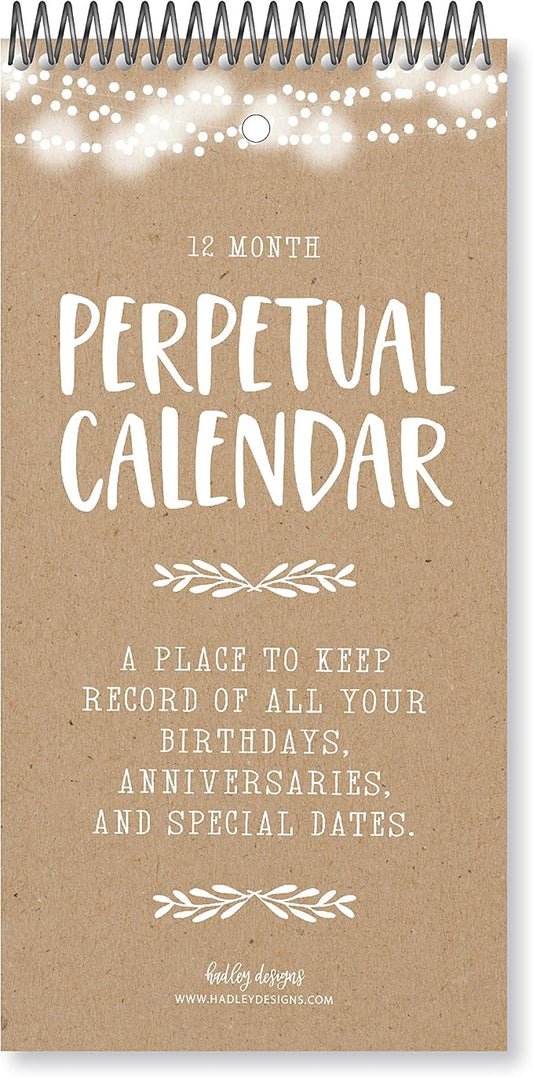 Hadley Designs Kraft Perpetual Calendar for Birthdays and Anniversaries - Perpetual Birthday Calendar Wall Hanging, Birthday Calendars Book, Special Occasion Calendars, Celebration Tracker