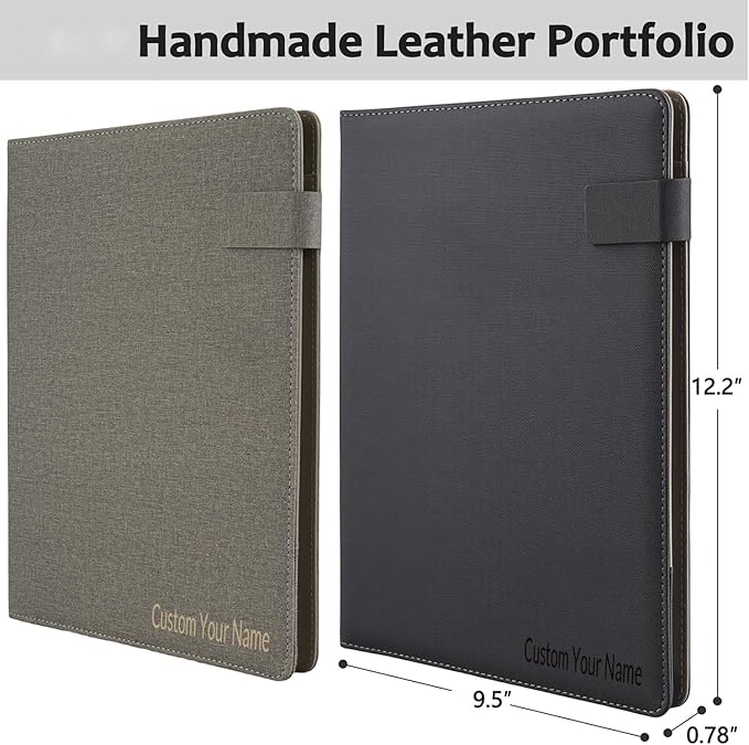 Personalized Portfolio Gift for Men, Office Gifts for Men Coworker Employee Staff Clerk, Padfolio Folder with Pocket & Card Holders, Birthday Gift for Men Husband Boyfriend Son Dad Fathers Day Husband