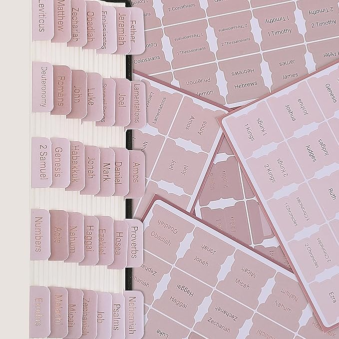 Mr. Pen- Bible Tabs, 75 Tabs, Pink Shades, Gold Foil Lettering, Laminated Bible Tabs for Women and Men, Bible Tabs for Study Bible, Bible Index Tabs, Bible Book Tabs, Bible Labels Tabs