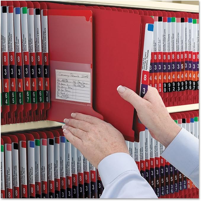 Smead End Tab Classification Folder, Legal, Straight, 2 Dividers, Bright Red, 10 per Box (29783)