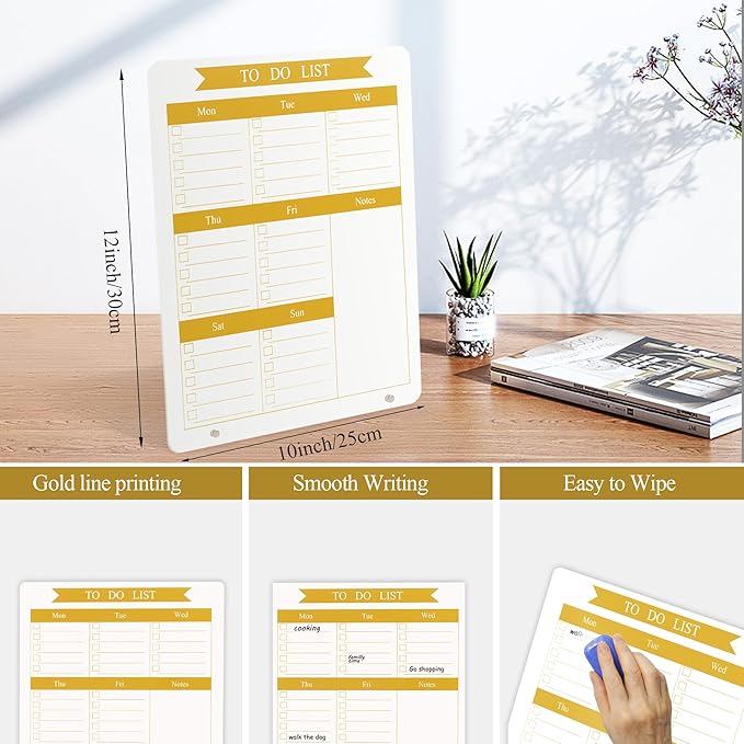 Weekly Planner Dry Erase Board for Desk,10''x12'',Acrylic Desk Calendar to Do List Planner Board with Stand, for Home Office School