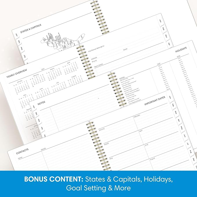 Blue Sky 2027 Weekly and Monthly Planner Calendar, January 2027 - December 2027, 8.5" x 11", Flexible Cover, Laminated Tabs, Durable Twin Wire Binding, Storage Pocket, Laurel