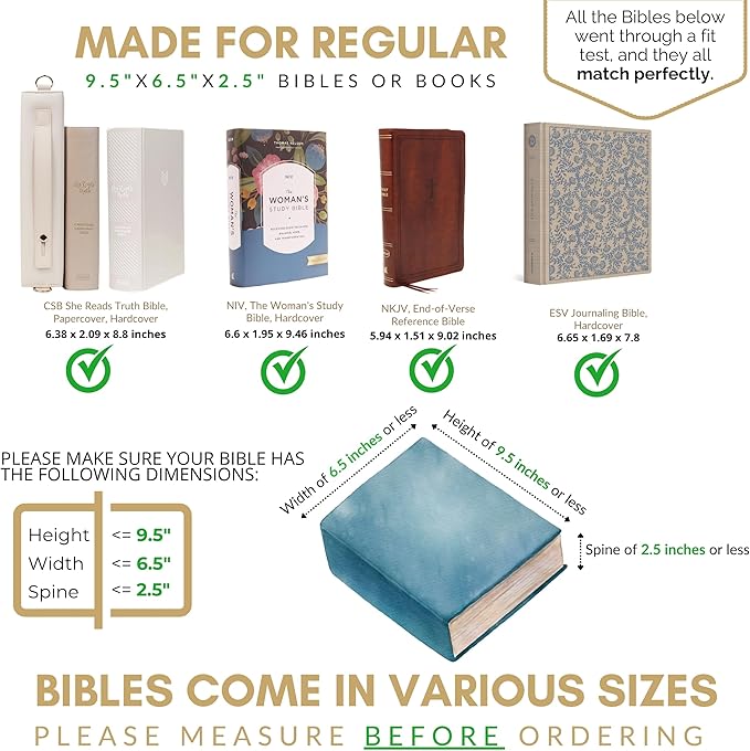 Quilted Bible Case for 6.5 X 9.5 inch Books, Bible Carrying Case for Women, Teal Bible Cover