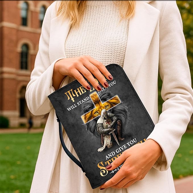 Personalized Man of God Bible Cover, God Says I Am Bible Case PU Leather, Bible Holder Handle Zipper, Faith Scripture with Name Case Bag, Religious Gifts for Church Christians Women Men (GOD-03)