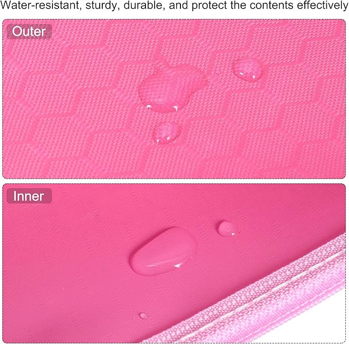 PATIKIL Waterproof Zipper File Bags, 10 Pack A4 Size Document Pocket Storage Organizer Pouch for Travel Office Supply, Pink