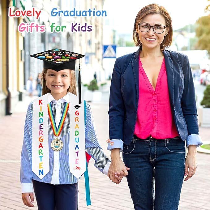 Kindergarten Graduation Cap Stole Medal Set, 2026 Preschool Kindergarten Graduation Gifts Party Supply for Boys Girls