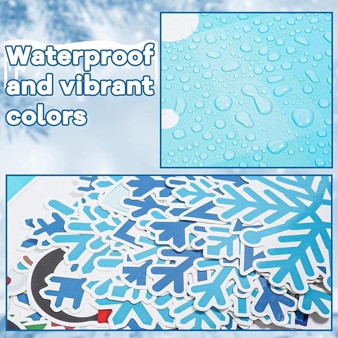 153 Pcs Winter Bulletin Board Decorations Set Let It Snow Classroom Tree Snowflake Cutouts with Borders Glue Points for School Classroom Christmas Bulletin Board Blackboard Chalkboard Decor