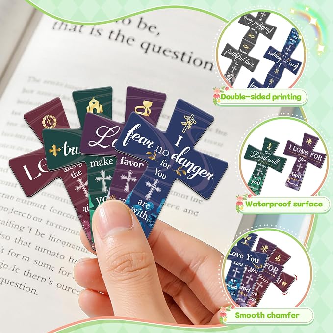25Pack Magnetic Bookmarks Bulk Cross Bible Bookmark Christian Bookmarks for Women Men Kids Adults Teacher Book Lovers Gifts, Book Marks for Reading Religious Verses Magnet Bookmark Clips (Vintage)