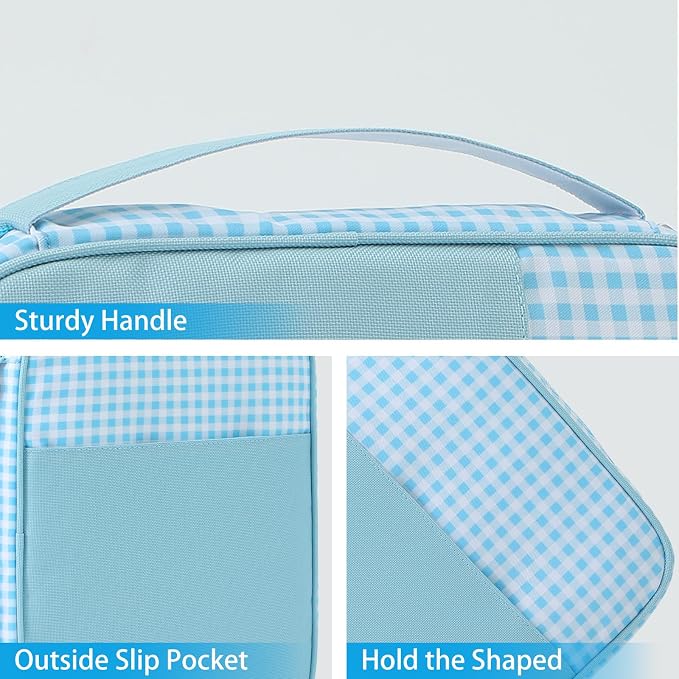 Bible Covers for Women, Bible Case, Bible Bag with Top Handle, Stripe Bible Bag Proteceive Book Case, Bible Carrying Church Bag for Christian Gifts （Blue Gingham）
