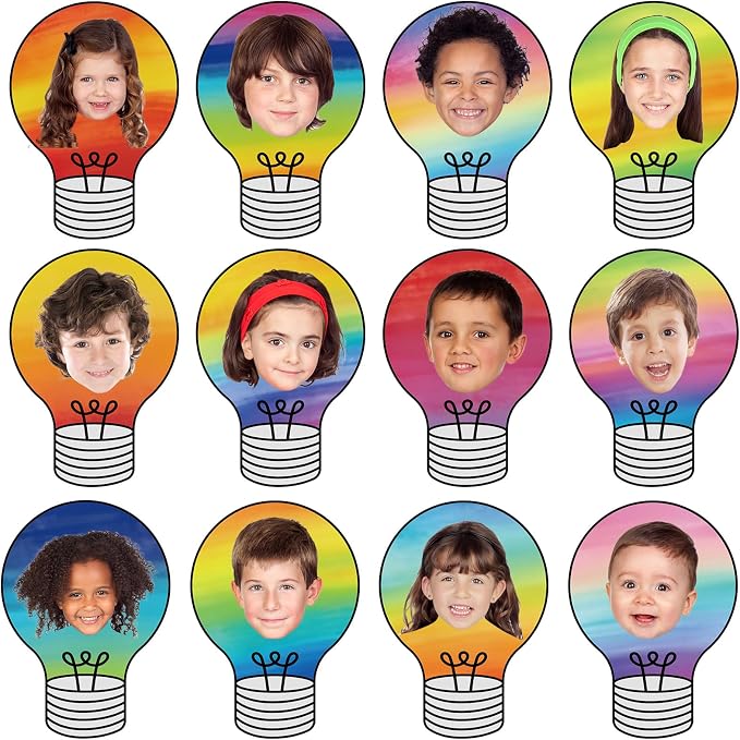 60PCS VBS 2026 Light Bulb Theme Cutouts Gradient Watercolor Light Bulb Bulletin Board Decorations Religious Lightbulb Paper Cut-Outs Classroom Decor for DIY Craft Photo School Wall Door Supplies