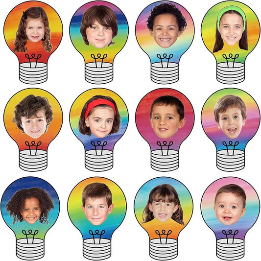 60PCS VBS 2026 Light Bulb Theme Cutouts Gradient Watercolor Light Bulb Bulletin Board Decorations Religious Lightbulb Paper Cut-Outs Classroom Decor for DIY Craft Photo School Wall Door Supplies
