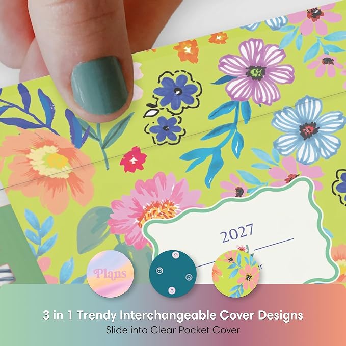Blue Sky Gen Z 2027 Weekly and Monthly Planner Calendar, January 2027 - December 2027, 5" x 8", Flexible Interchangeable Cover, Durable Twin Wire Binding, Laminated Tabs, Storage Pocket, Monica