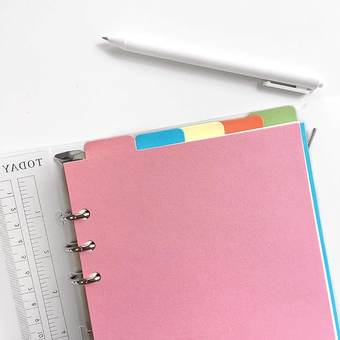 Zelten Refills/Loose Leaves for A5 Cover Ring Binder/Personal Organizer/Planner(A5 6 Holes, Divider Vertical Colored Paper)