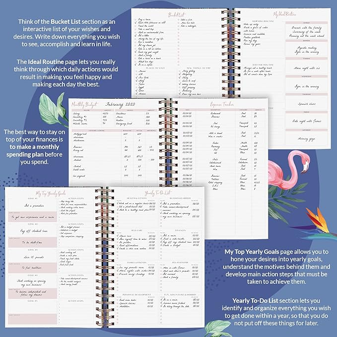 PLANBERRY Large Weekly Planner Premium – Undated Life & Budget Planner – Organizer & Productivity Journal, 8x10.4″ (Rose Flamingo)
