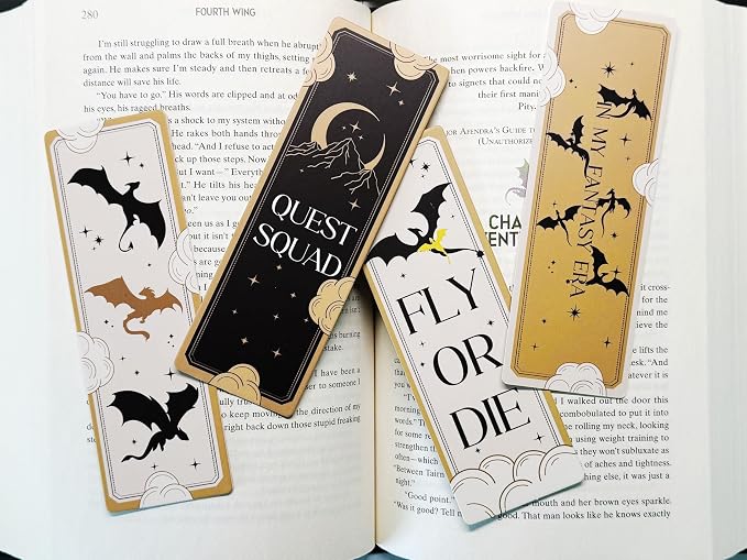 TwoDays 10Pcs Dragon Wing Inspired Bookmarks for Book Lovers, Fantasy Bookmark, Romantasy Romance Merch, Bookish Gifts Book Accessories for Reading Women