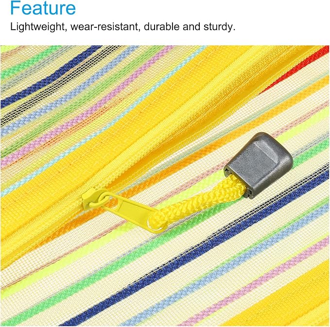 MECCANIXITY Mesh Zipper Pouches, A5 Colorful Pencil Case Document File Bags Storage Organizer for Office Supply Travel Accessory, Yellow Pack of 6