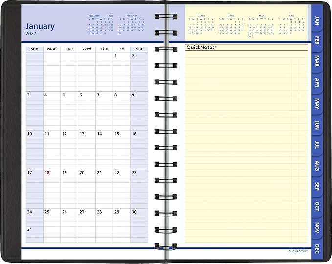 AT-A-GLANCE 2027 Appointment Book Planner, Weekly & Monthly, 5" x 8", QuickNotes, Black (76020527)