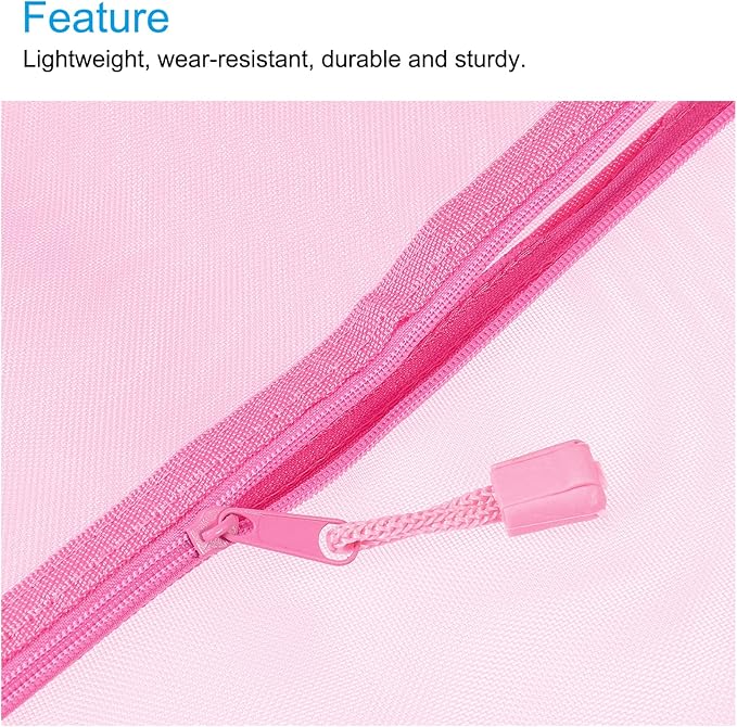 MECCANIXITY Mesh Zipper Bags, A4 Nylon Zip Pouch Pencil Case Storage Pockets for Travel Office Accessories, Pink Pack of 6