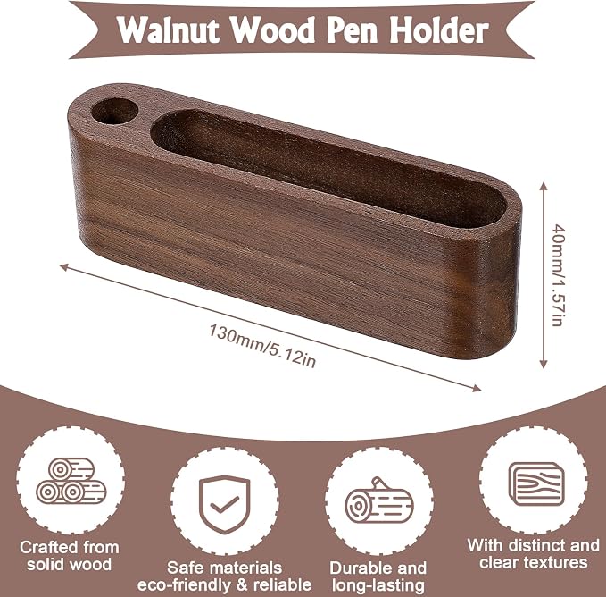 Wooden Desktop Name Card Display Stand with Pen holder, Business Card Holder for Desk, Minimalist Wooden Desk Organizer, Office Desk Accessories for Office Home Tabletop Exhibition