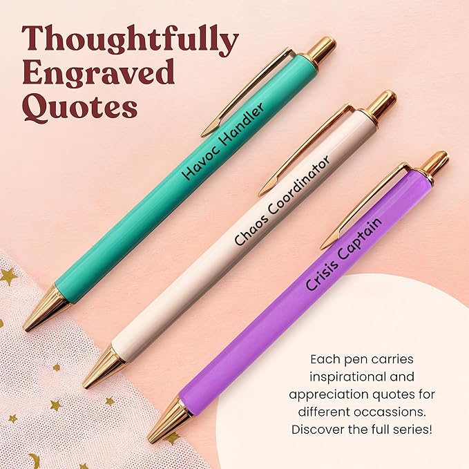 MESMOS 3Pcs Chaos Coordinator Pen Gift Set for Woman, German-Ink & 1mm Swiss-Tip, Chaos Coordinator Gifts for Women, Gift for Boss Female, Managers, Leader, Supervisors, Teachers, Boss Gifts for Women