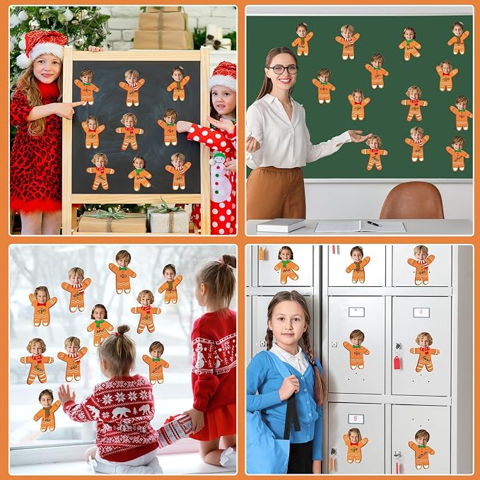 60Pcs Christmas Gingerbread Cutouts Christmas Bulletin Board Decoration Gingerbread Man DIY Photo Craft Cutouts Xmas Classroom Supplies for Teacher Student Winter Holiday Party School Home Wall Decor