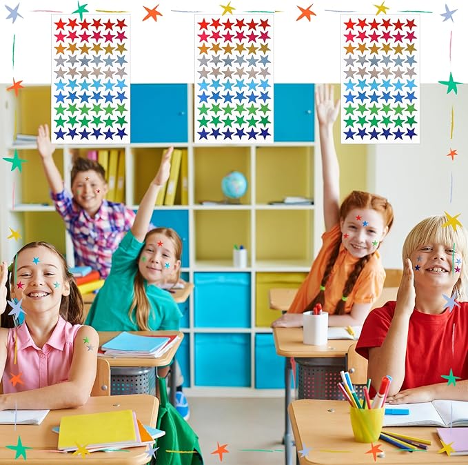 ONEDONE Star Stickers for Kids Reward - 10 Colors Small Star Stickers 2400 PCS Reward Sticker for Kids Behavior Chart School Classroom Teacher Supplies 0.6" Teacher Sticker