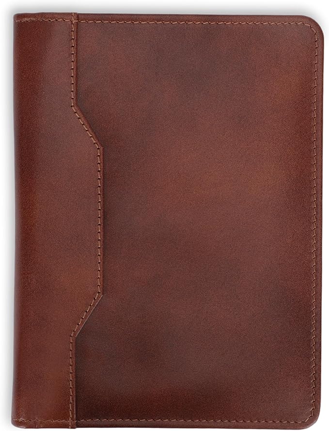 Leather Junior Padfolio 5x8 – Refillable Notepad Holder, Slim Business Portfolio Organizer, Compact Writing Pad Cover for Professionals, Men & Women (Wine)