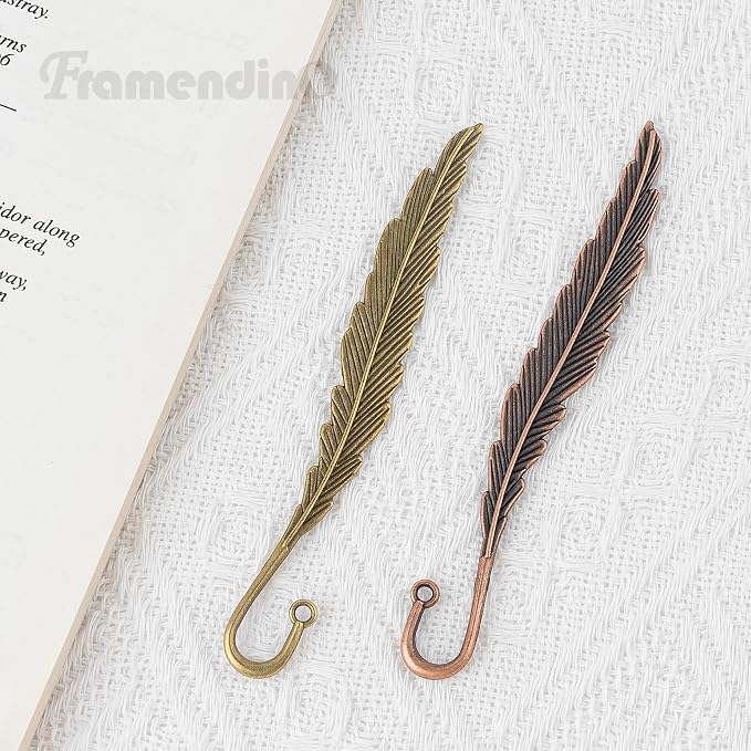 Framendino, 30 Pack Feather Metal Bookmarks Shaped Bookmark for Birthday Gifts