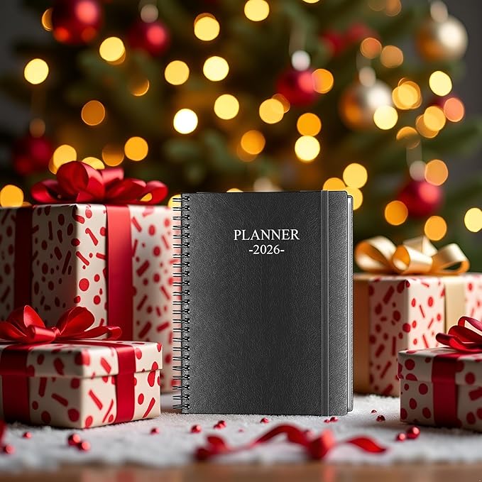 Planner 2026 - Weekly & Monthly Planner Runs from January 2026 to December 2026, 8.5 x 11", 12 Month Tabs, Inner Pocket, PU Leather Cover with Twin-Wire Binding, Monthly Planners 2026, Black