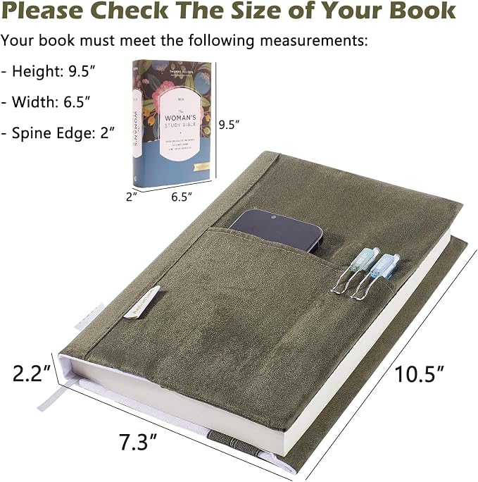 APLUFINE Velvet Book Cover for Paperbacks, Reusable Fabric Book Cover with Pockets, Adjustable Book Protector for Softcover Books, Journals & Bibles