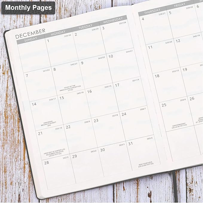 2025-2026 Planner - July 2025 - June 2026, Planner 2025-2026 Daily Weekly and Monthly, 8.5" x 11", Pen Holder, Calendar Stickers, Pocket, 25 Notes Pages, Faux Leather Cover, A4 Premium Paper -Gray