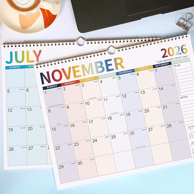 Wall Calendar 2026 - Monthly Calendar January 2026 - December 2026, 14.8 x 11.4 Inches, with Julian Date, Perfect for Organizing