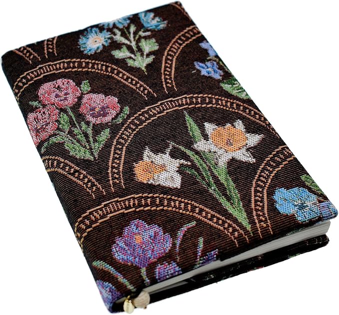BLBMH 6x9 Bible Book Cover for Women, Non-Stretch Fabric Protector for Paperback, Soft Cloth Sleeve with Bookmark for Journals Notebooks | Privacy Reading Gift - WD Flower Brown
