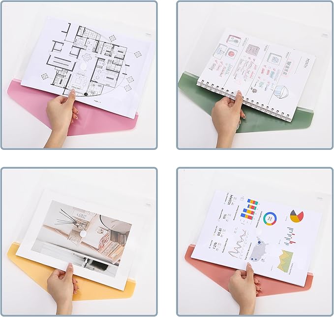 Mr. Pen- Clear Plastic Envelopes File Folders, 10 Pack, A4, Letter Size, Colorful Flaps, Clear Folders for Documents Plastic Poly Envelopes with Label for School, Home, Work, Office, Organizer
