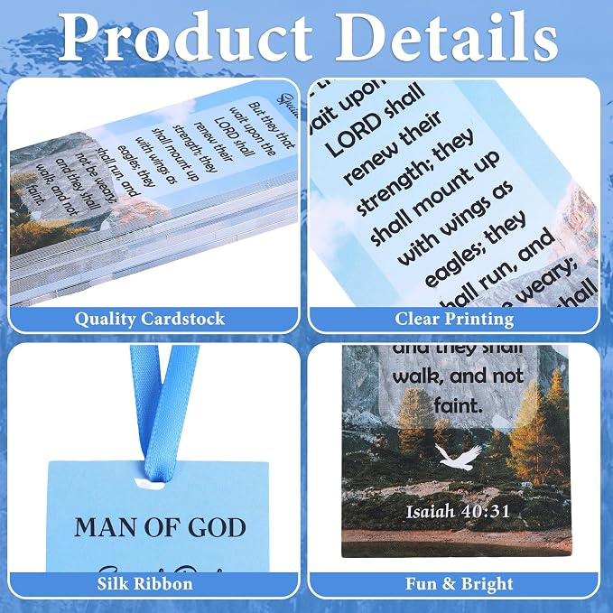 60 Pcs Happy Father's Day Man of God Bookmarks Religious Christian Bookmarks Church Bookmarks Gift for Teens Men Women Church Home Party Favors