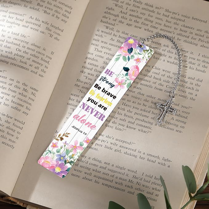Christian Bible Bookmarks Gift: Inspirational Scripture Book Mark for Reading, Metal Aesthetic Page Marker Clips, Gifts for Women Book Lovers Teen Girls School Office with Cross Pendant Gift Box