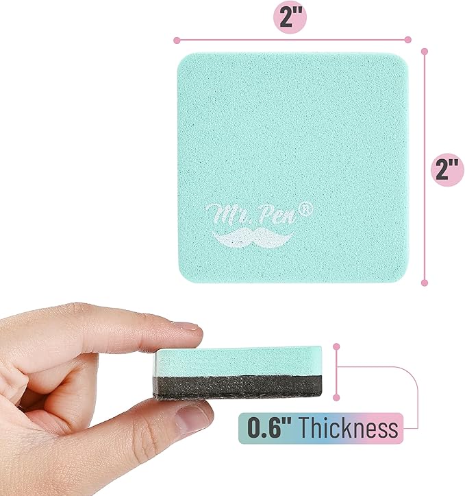 Mr. Pen- Mini Magnetic Dry Erase Erasers, 2" x 2", 24 Pack, Green, Small Magnetic Whiteboard Dry Erase Erasers Bulk for Kids, Teachers, Students and Classroom Supplies