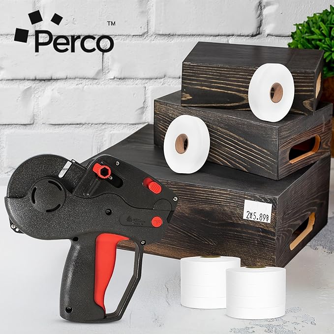 Perco White Pricing Labels for Monarch 1130 Pricing Gun, 3 Sleeves - 75,000 Price Gun Labels with Bonus Ink Rolls