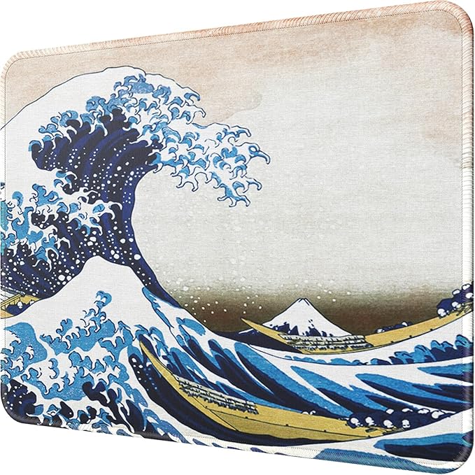 MROCO Essential Office & Gaming Mouse Pad, 8.5 x 11 Inch, Big Wave | Anti-Fray Stitched Edges, Functional Pattern Design, Non-Slip Rubber Base, Water and Stain Resistance